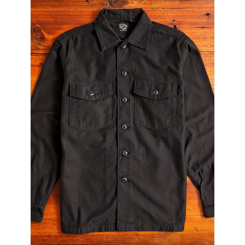 US Army Fatigue Shirt in Black Stone