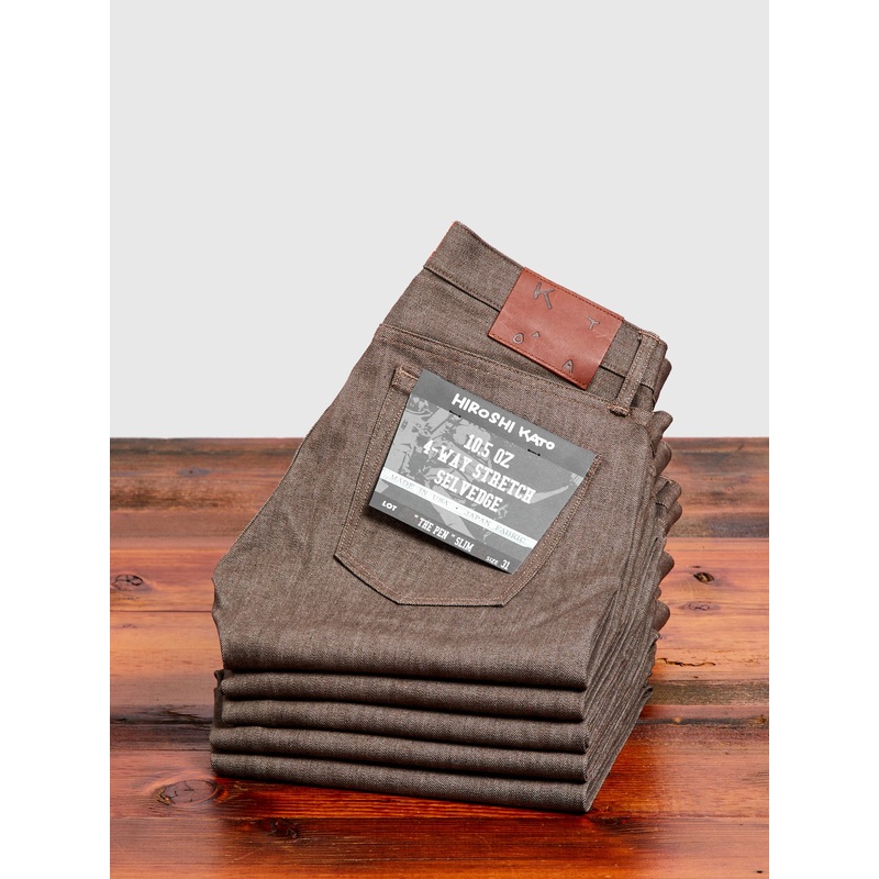 “Brown Raw” 10.5oz Stretch Selvedge Denim – Pen Slim