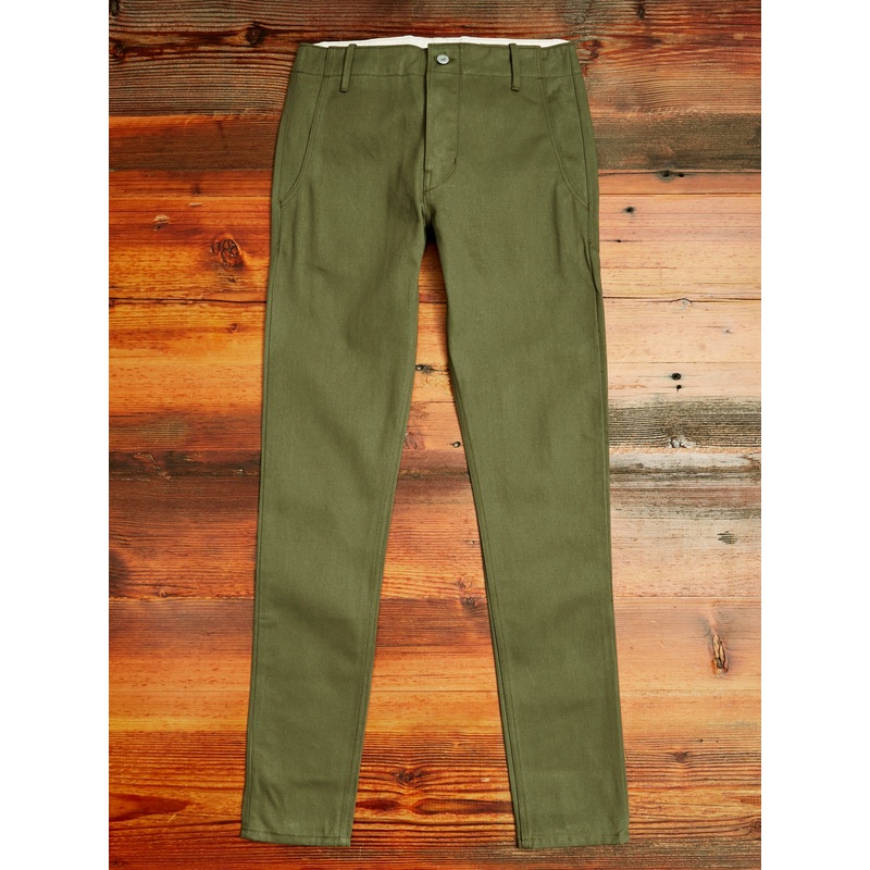 “Infantry Pant” in Green Selvedge Twill