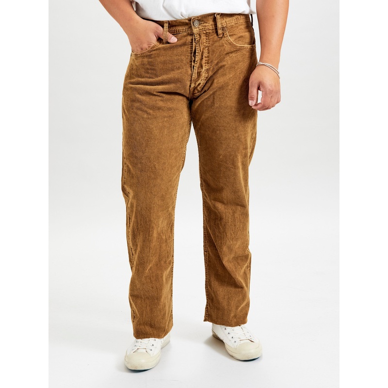 “Ro-Buck” Straight Fit Corduroy Pants in Tan