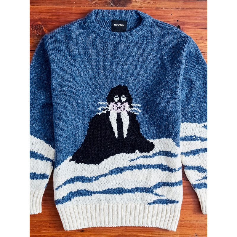 “Best Walrus In Town” Wool Sweater in Blue