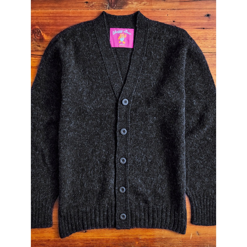 “Shaggy Bear” Wool Cardigan in Charcoal