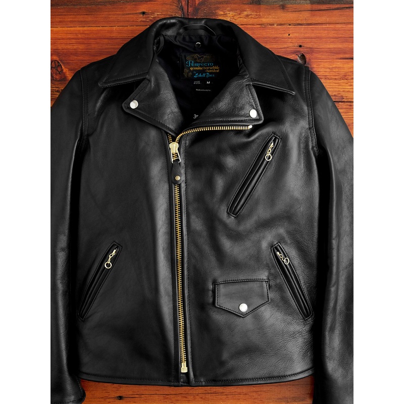“3sixteen x Schott NYC” 20th Anniversary Horsehide Perfecto Leather Jacket in Black
