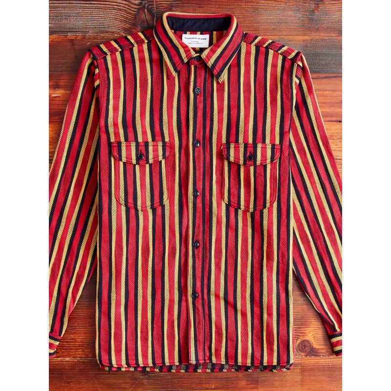 “Drunk Stripe” Flannel Shirt in Red