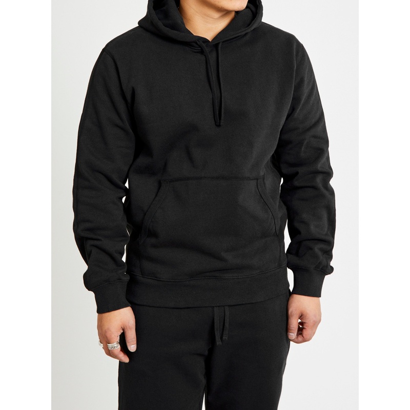 Heavyweight Fleece Relaxed Pullover Hoodie in Black