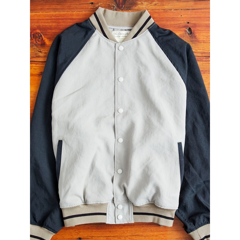 Two-Tone Baseball Jacket in Greige