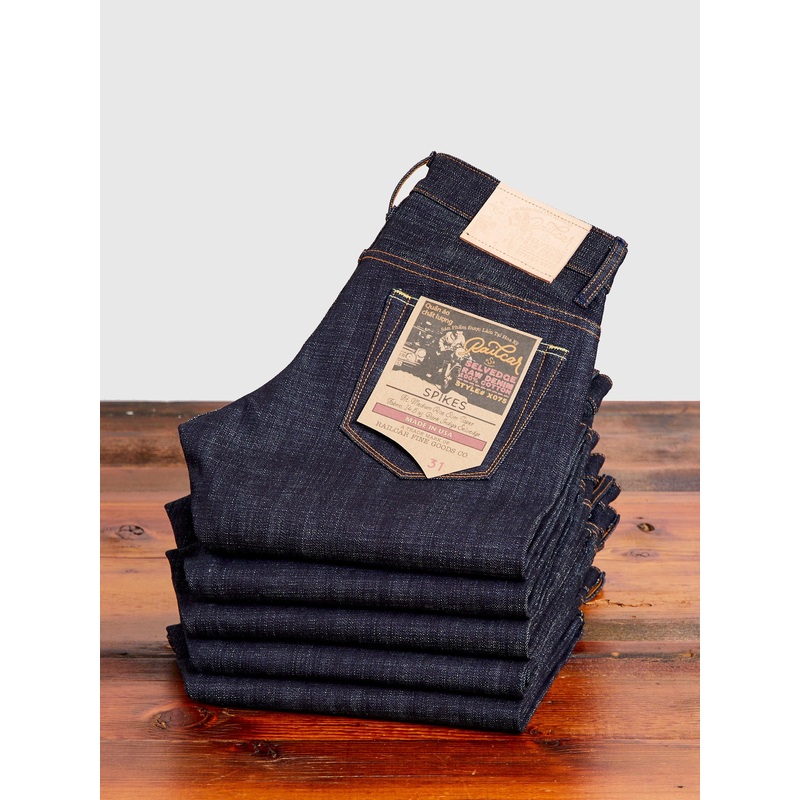 X075 14.5oz Dark Indigo Selvedge Denim – Spikes Fit