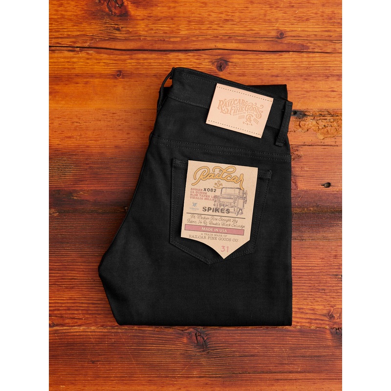 X082 14oz Double Black Selvedge Denim – Spikes Fit