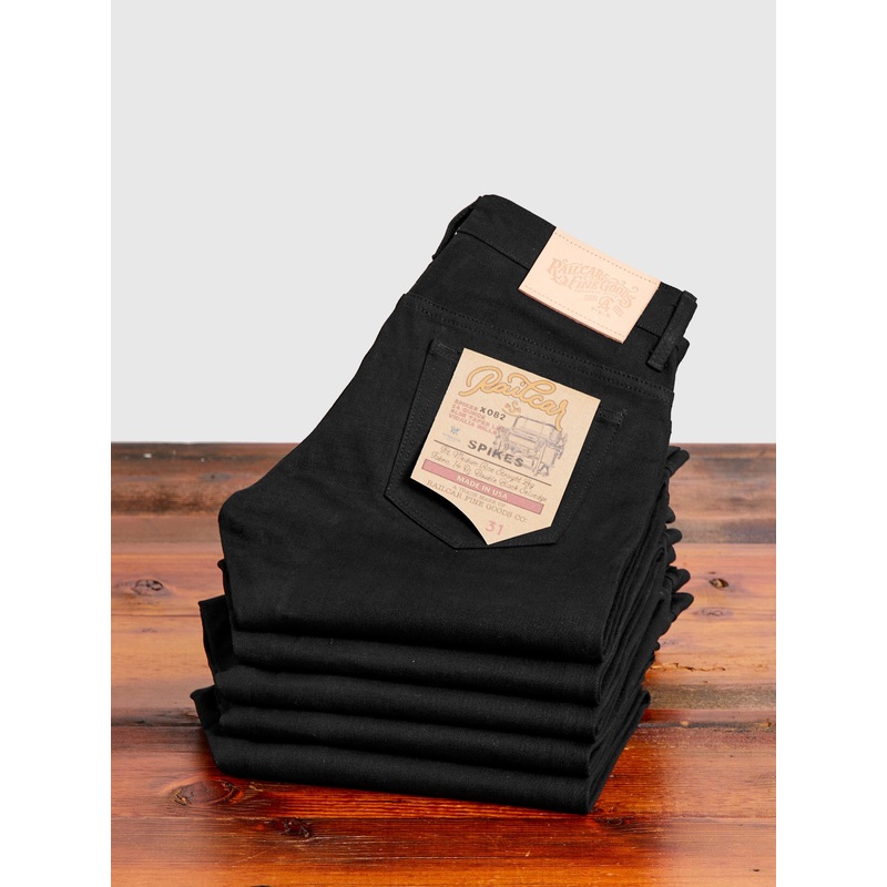 X082 14oz Double Black Selvedge Denim – Spikes Fit