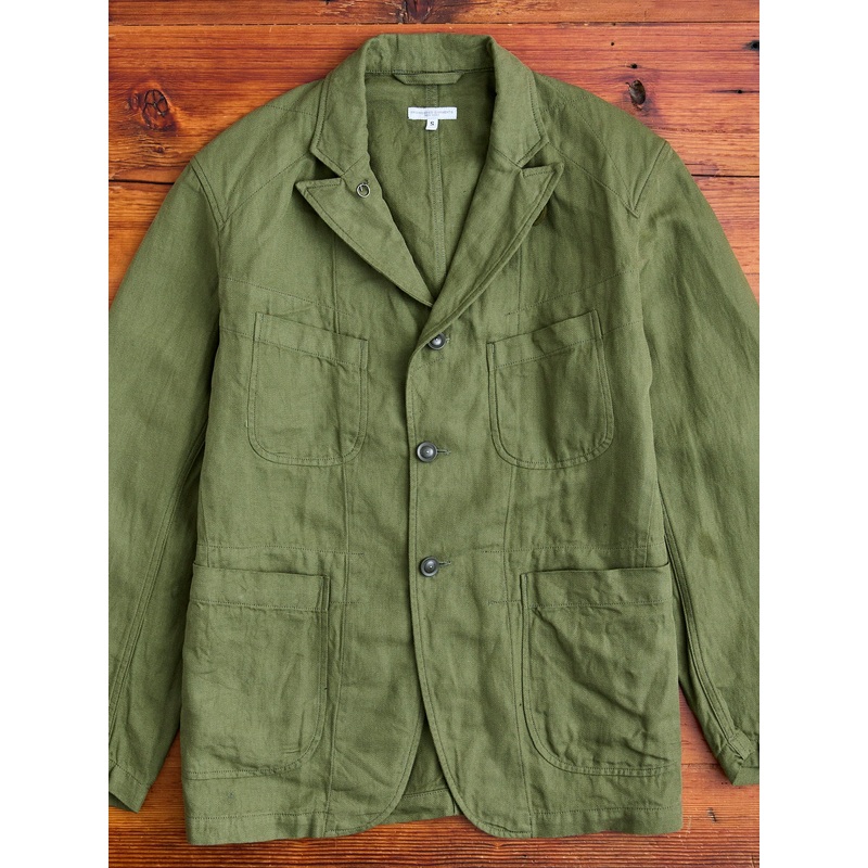 Bedford Jacket in Olive Cotton Hemp Satin
