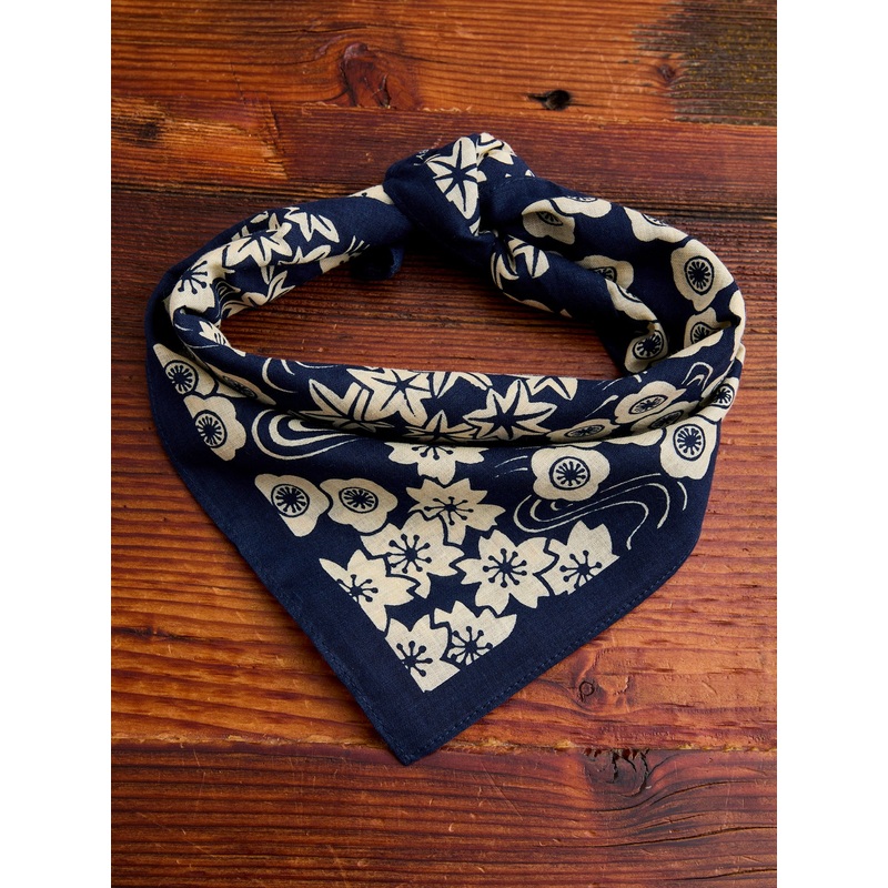 “Chiyogami-Sakura” Bandanna in Dark Navy