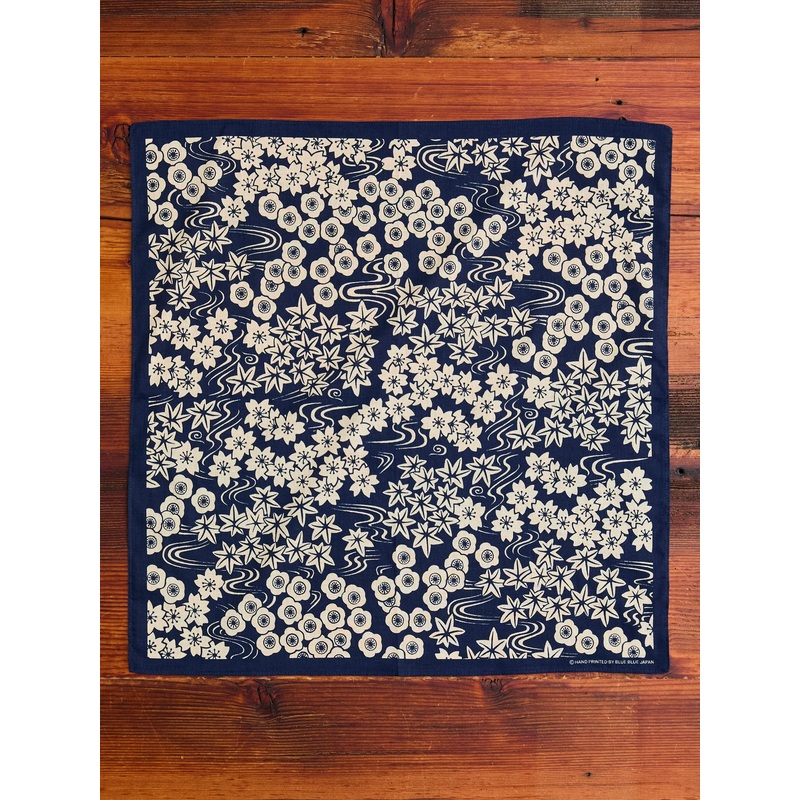 “Chiyogami-Sakura” Bandanna in Dark Navy
