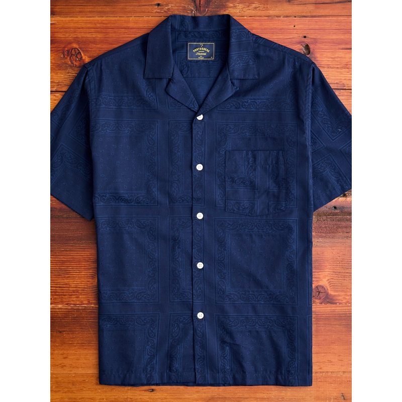 Classic Paisley Button-Up Shirt in Navy