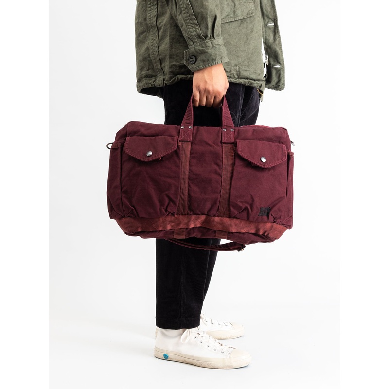 “Crag” 2-Way Boston Bag (S) in Burgundy