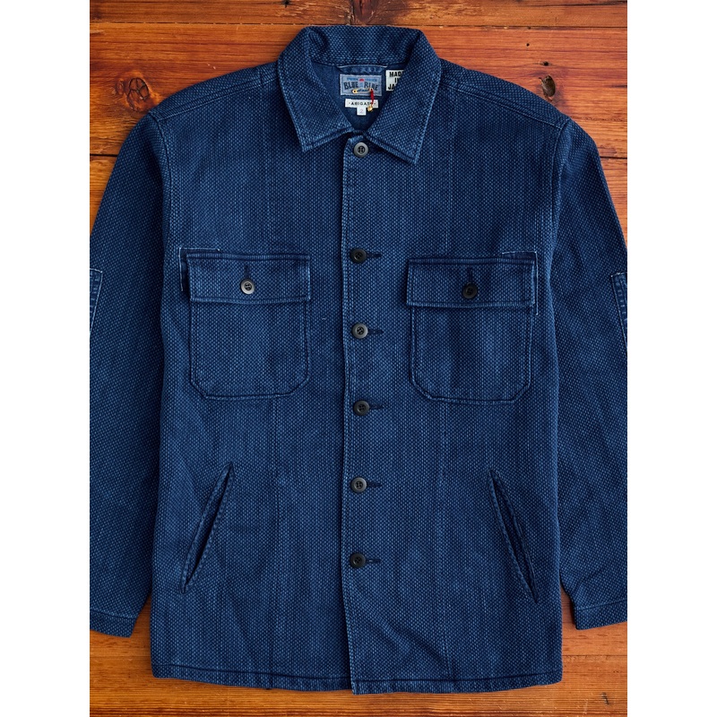 “Kasezome” Sashiko Utility Shirt in Indigo
