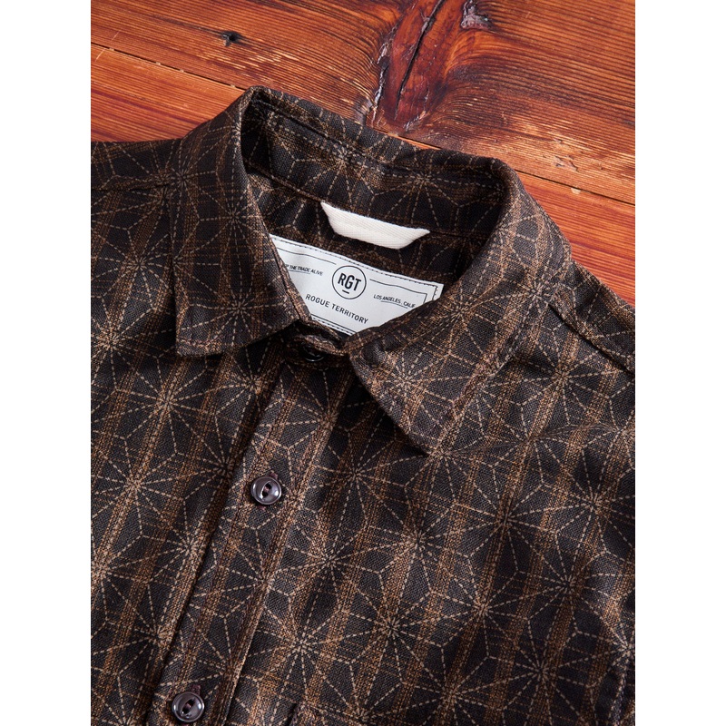 “Asanoha Star” Oxford Shirt in Brown