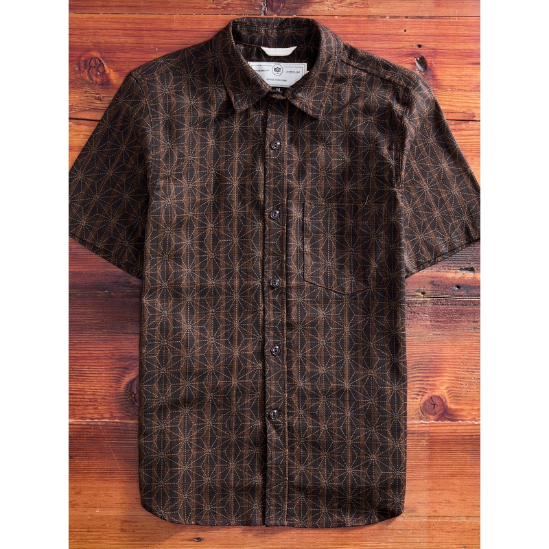 “Asanoha Star” Oxford Shirt in Brown
