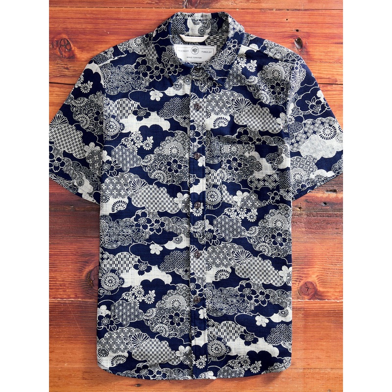 “Floral Cloud” Oxford Shirt in Navy