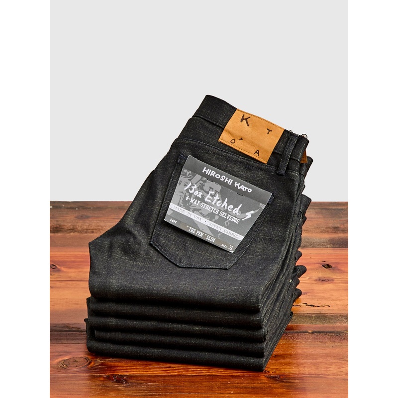 “Etched” 13oz Green Weft Stretch Selvedge Denim – Pen Slim