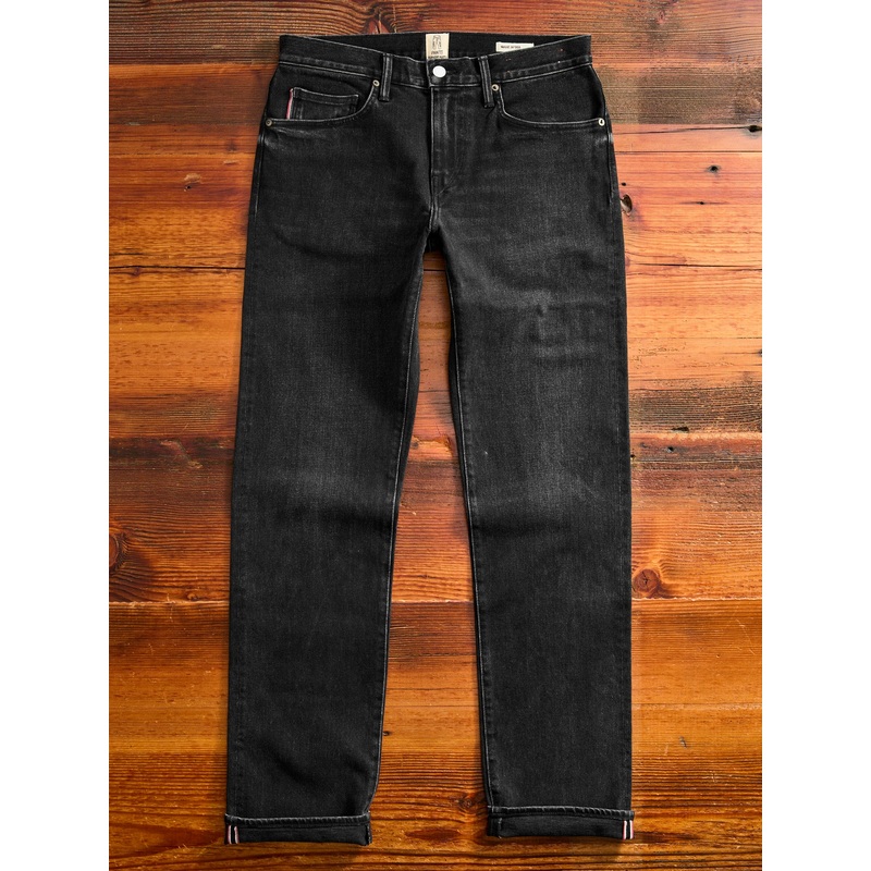 “Krist” 14oz Washed Black Stretch Selvedge Denim – Hammer Straight