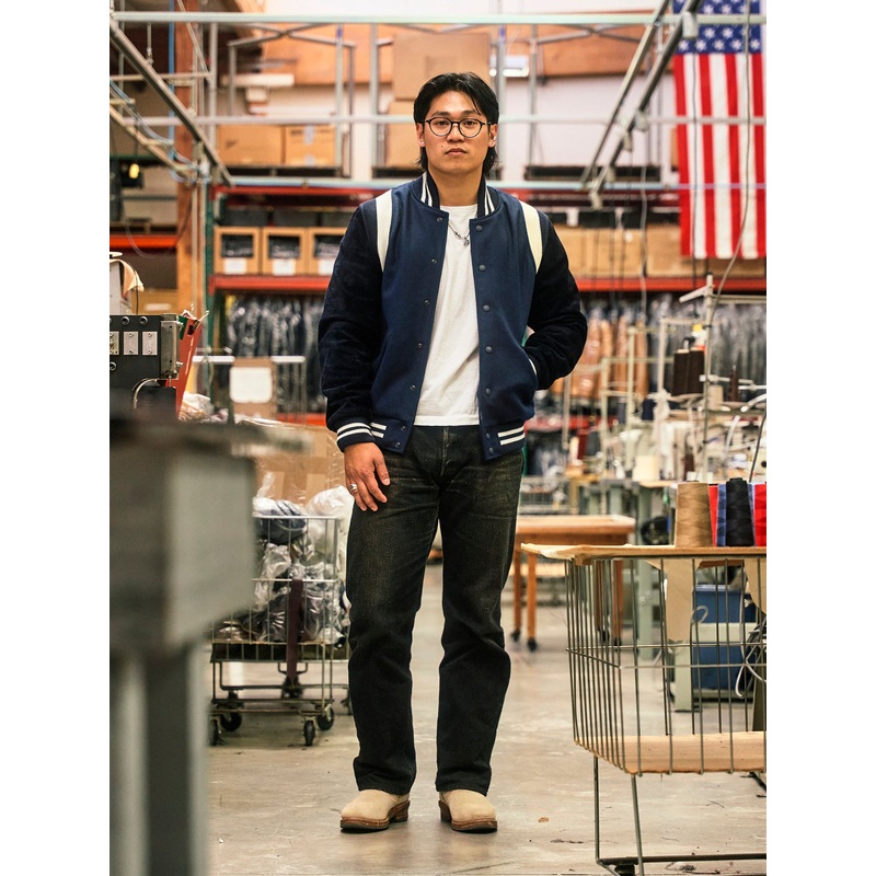 “15th Anniversary” Varsity Jacket in Indigo Roughout