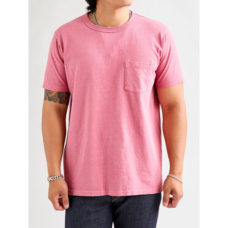Pigment Dyed Pocket Tee in Red Grey