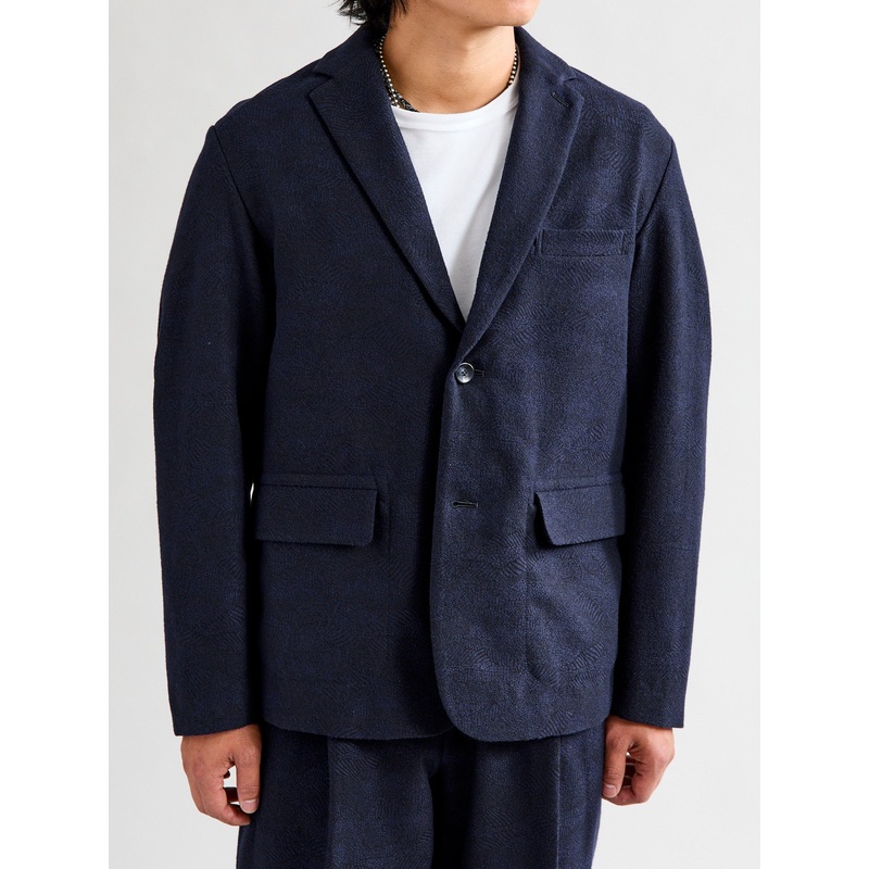 Wind Flow Jacquard 2B Jacket in Dark Navy