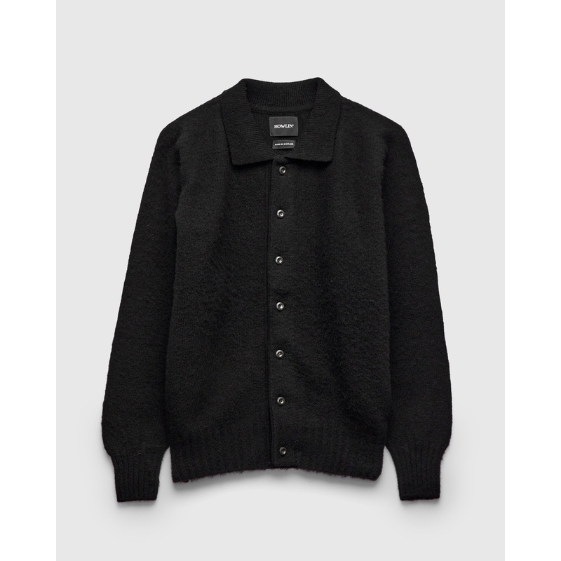 “Creatures of the Howlin’ Moon” Wool Knit Cardigan in Black