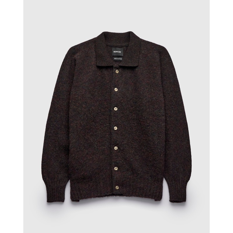 “Creatures of the Howlin’ Moon” Wool Knit Cardigan in Wolf