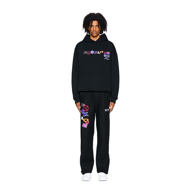 FUCK LOVE TRACKPANTS BLACK