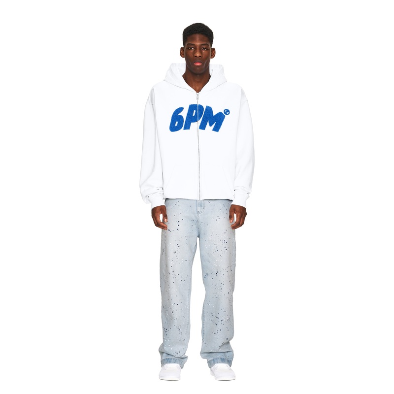 LOGO ZIP HOODIE WHITE