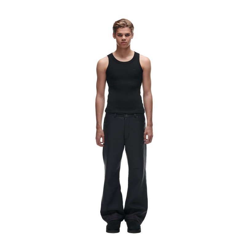 CRINKLE ZIP PANTS BLACK