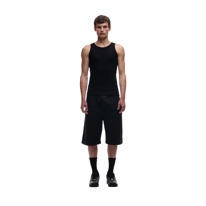 WAFFLE KNIT TANK TOP BLACK