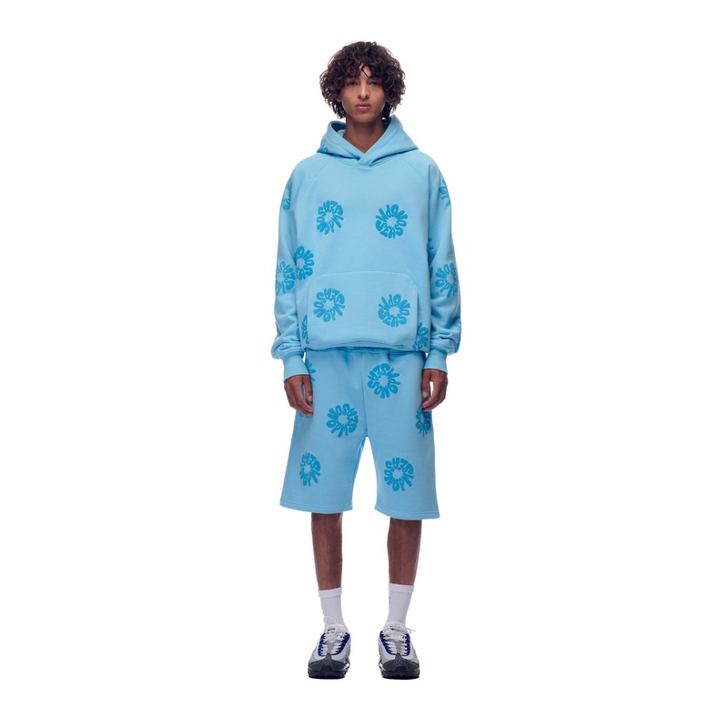 FLOWER HOODIE BABY BLUE