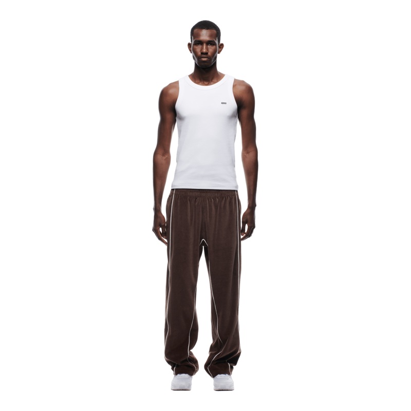 VELOURS TRACK PANT CHOCOLATE BROWN