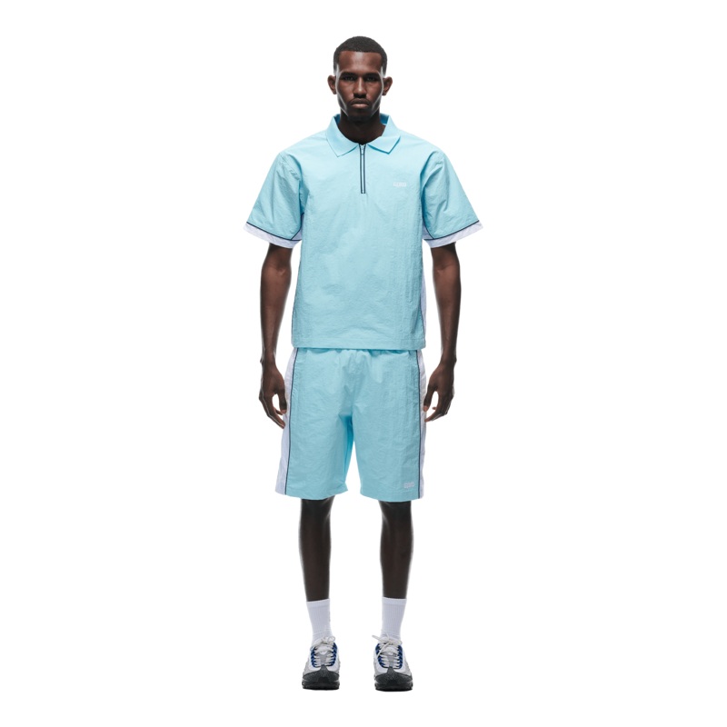 WARM UP NYLON HALF ZIP LIGHT BLUE