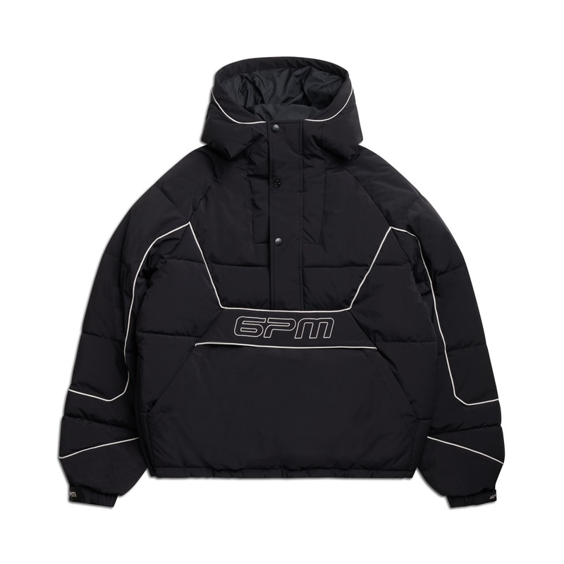 HALF ZIP PULLOVER PUFFER JACKET BLACK