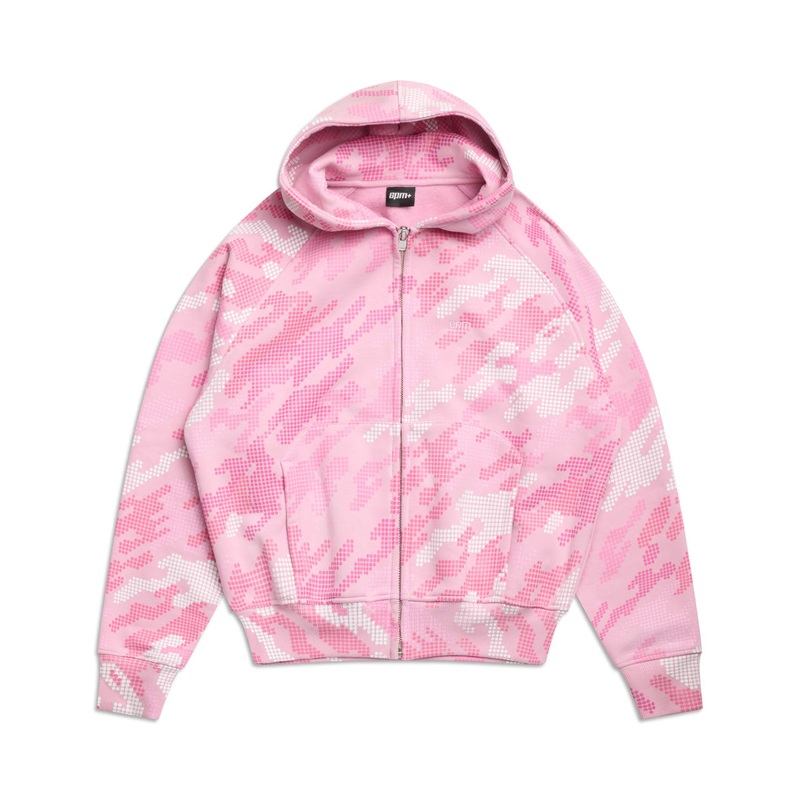 DOT CAMO ZIP HOODIE PINK