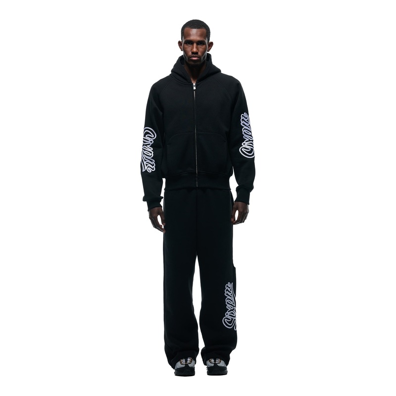 WAVE LOGO ZIP HOODIE BLACK