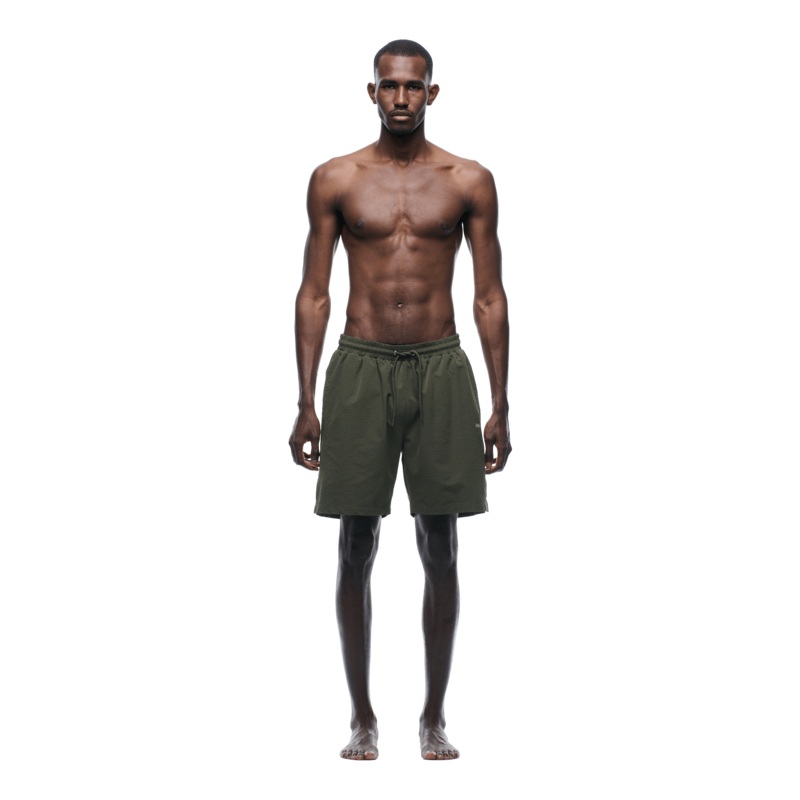 SEERSUCKER SWIM SHORTS OLIVE
