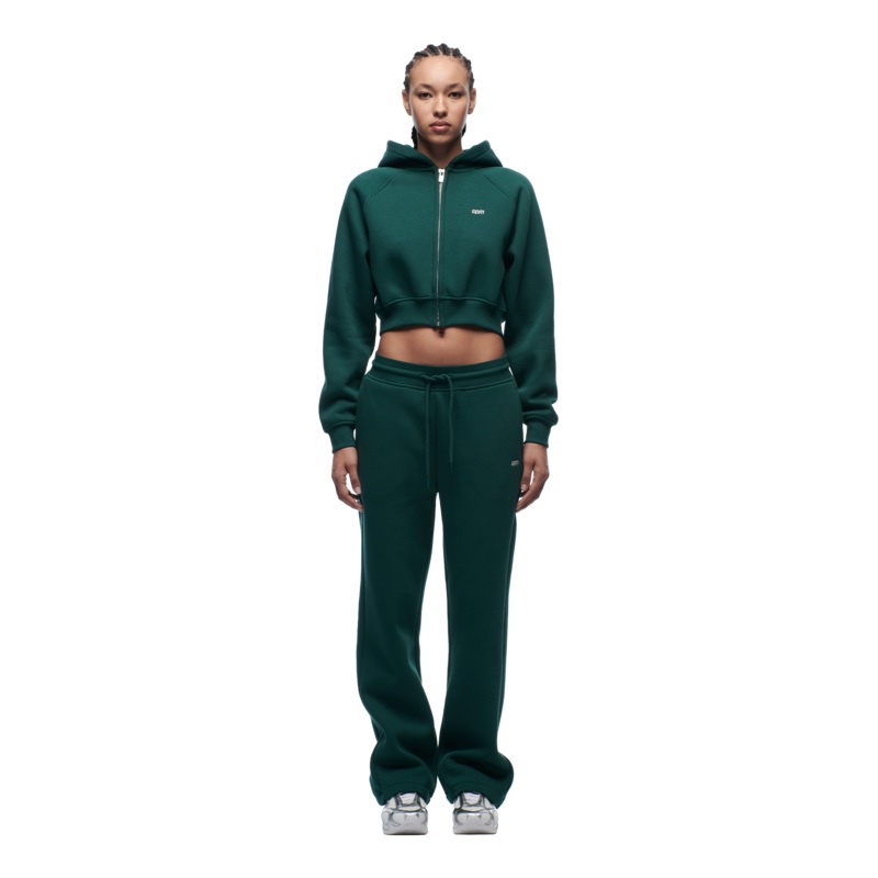 WMNS CROPPED ZIP HOODIE EVERGREEN