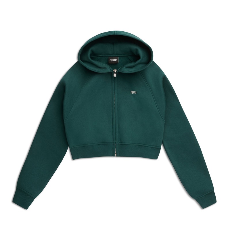 WMNS CROPPED ZIP HOODIE EVERGREEN
