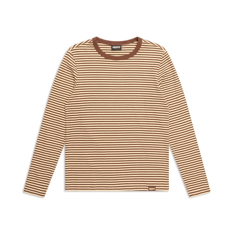 STRIPED RIBBED LS DARK HAZELNUT