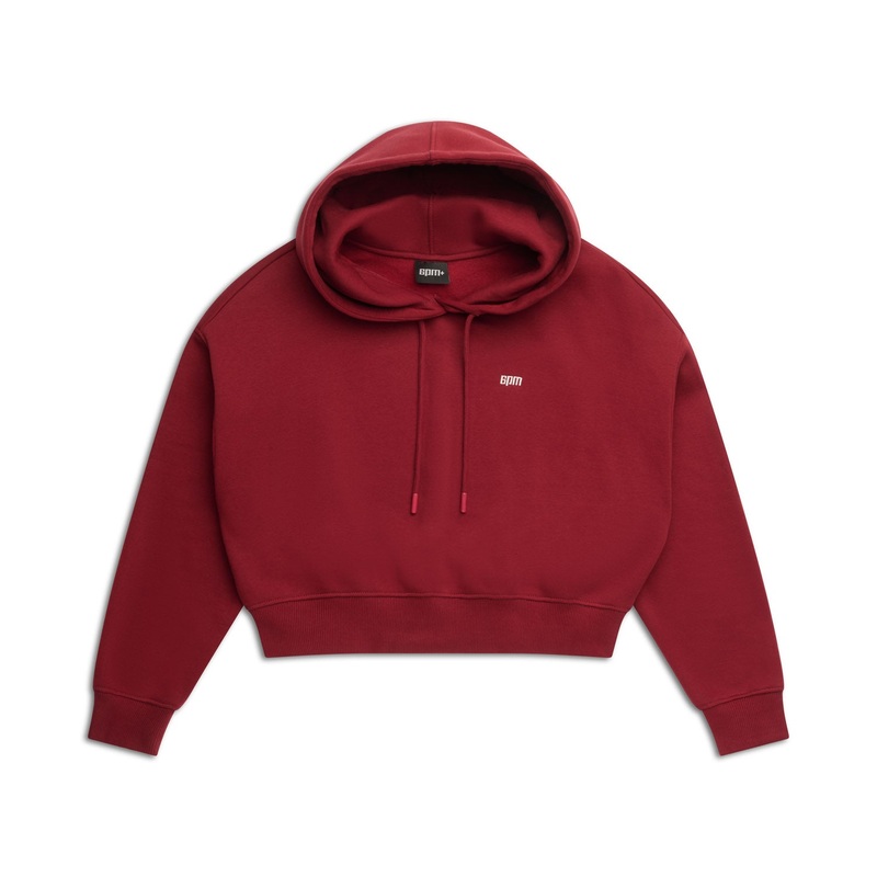 WMNS CROPPED HOODIE WINE RED